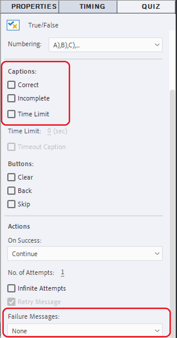 Quiz without Feedback messages (New Captivate) - step-by-step