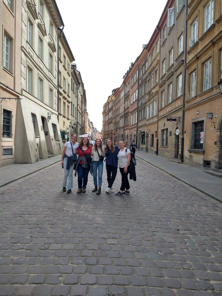 Street in Warsaw Old Town with Friends