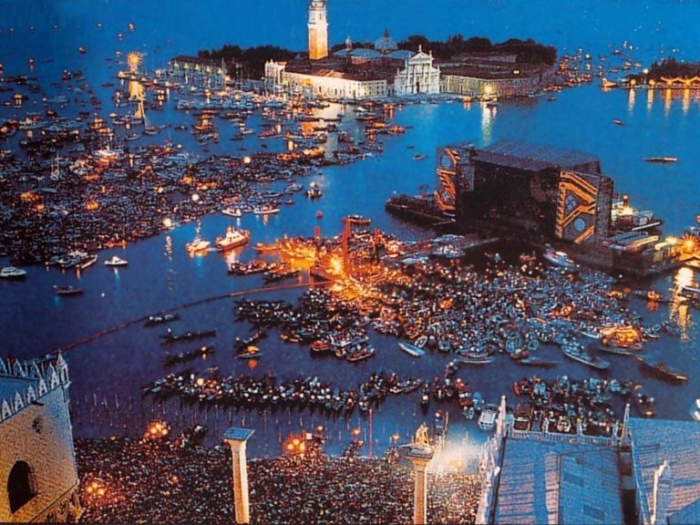 Pink Floyd Plays in Venice on a Massive Floating Stage in 1989; Forces the Mayor & City Council to Resign