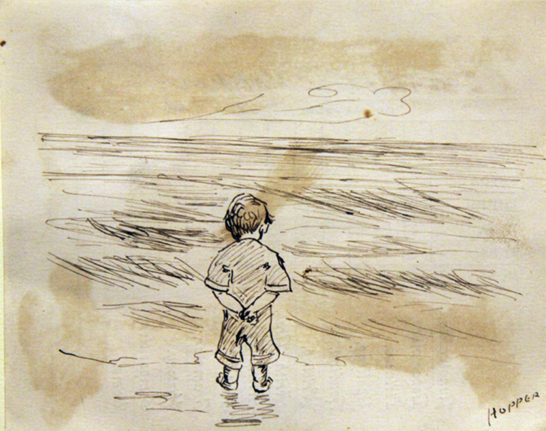 9-Year-Old Edward Hopper Draws a Picture on the Back of His 3rd Grade Report Card