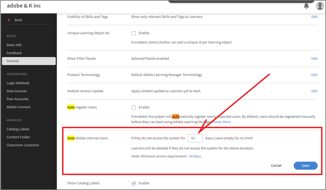 Guide: Internal users getting auto deleted for unknown reason in Adobe Learning Manager.