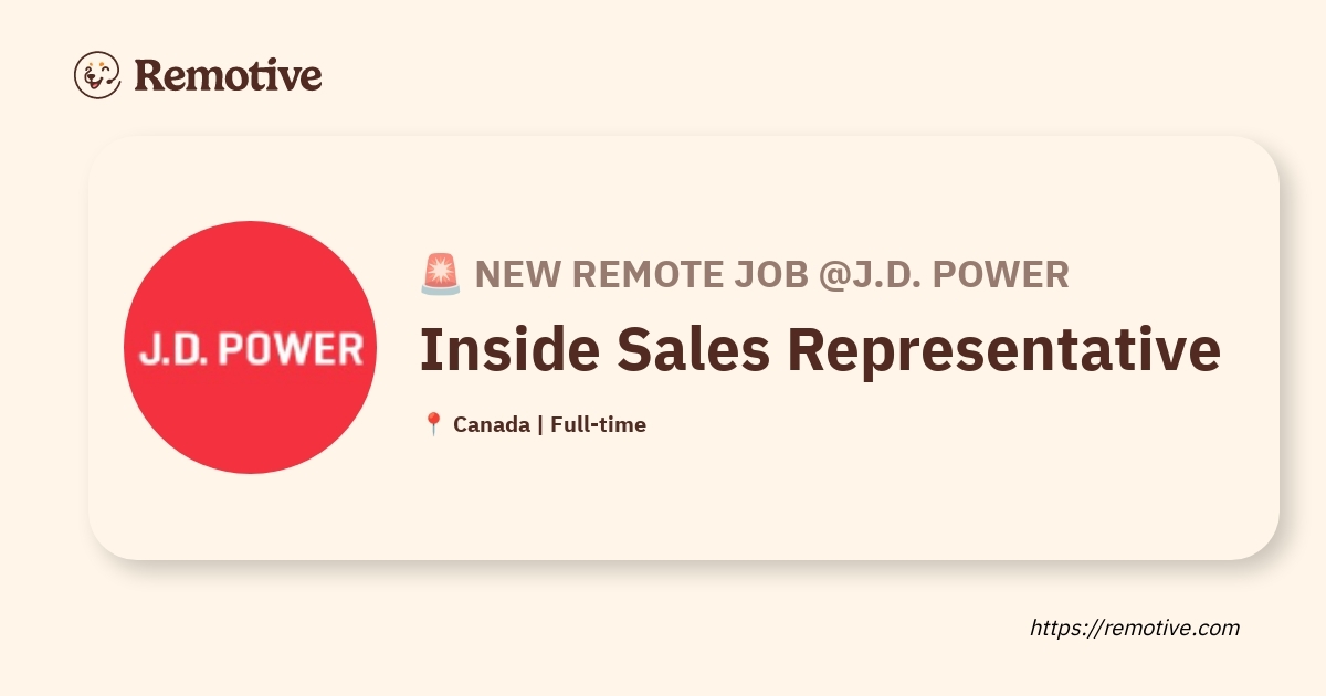 [Hiring] Inside Sales Representative @J.D. Power