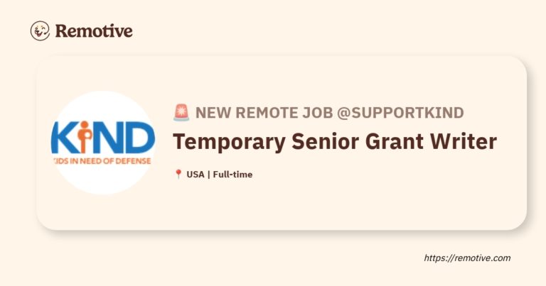 [Hiring] Temporary Senior Grant Writer @Supportkind