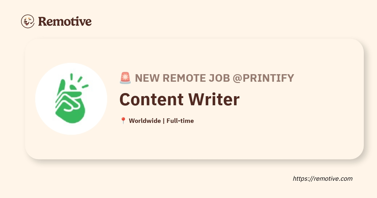 [Hiring] Content Writer @Printify