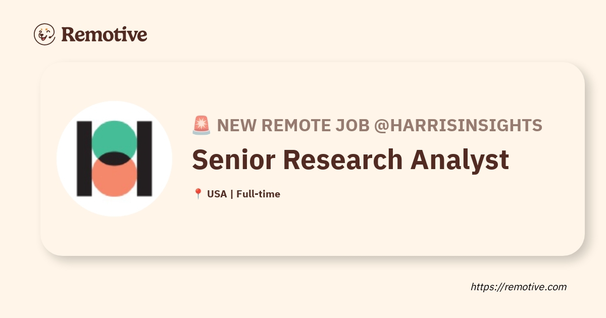 [Hiring] Senior Research Analyst @Harrisinsights