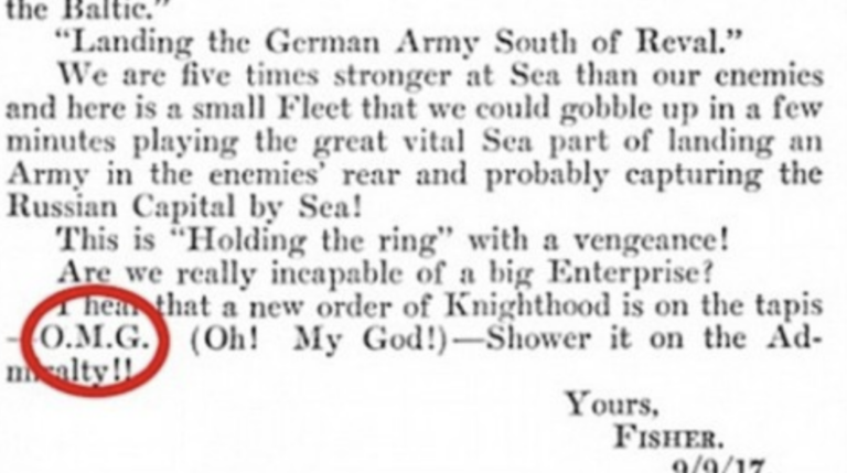 Oh My God! Winston Churchill Received the First Ever Letter Containing "O.M.G." (1917)