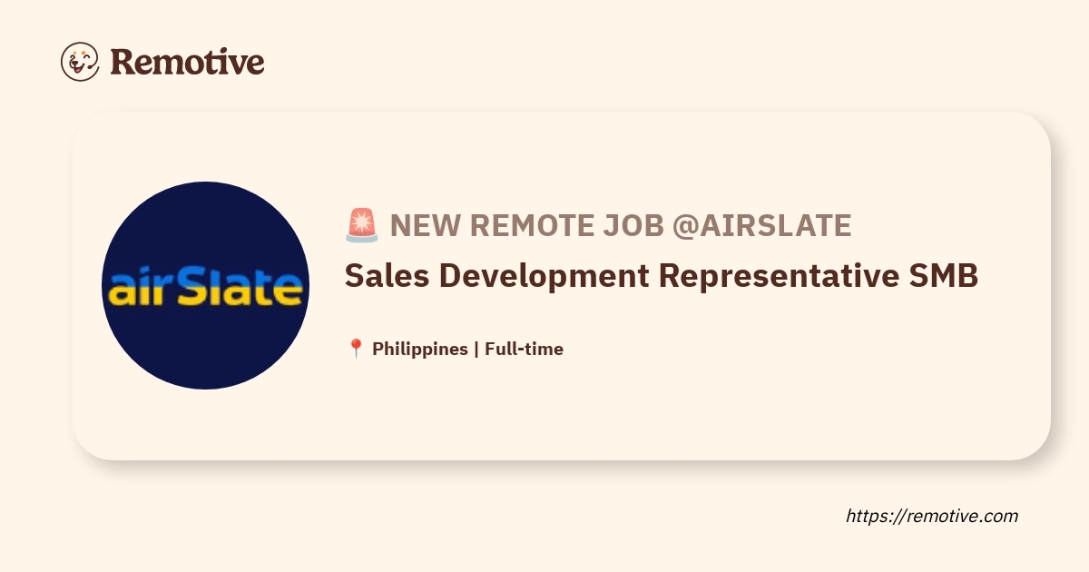 [Hiring] Sales Development Representative SMB @airSlate