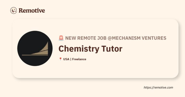 [Hiring] Chemistry Tutor @Mechanism Ventures