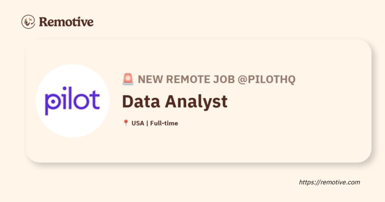 [Hiring] Data Analyst @pilothq