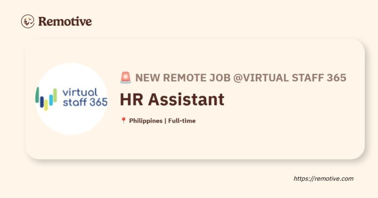 [Hiring] HR Assistant @Virtual Staff 365