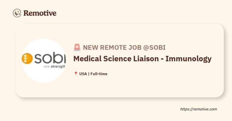 [Hiring] Medical Science Liaison - Immunology @Sobi