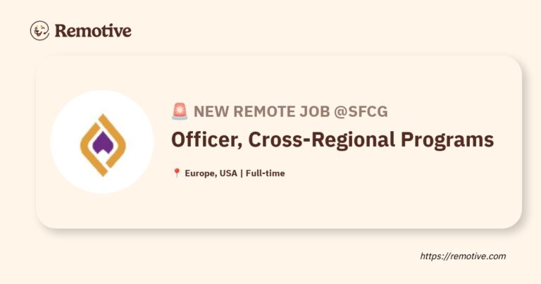 [Hiring] Officer, Cross-Regional Programs @Sfcg