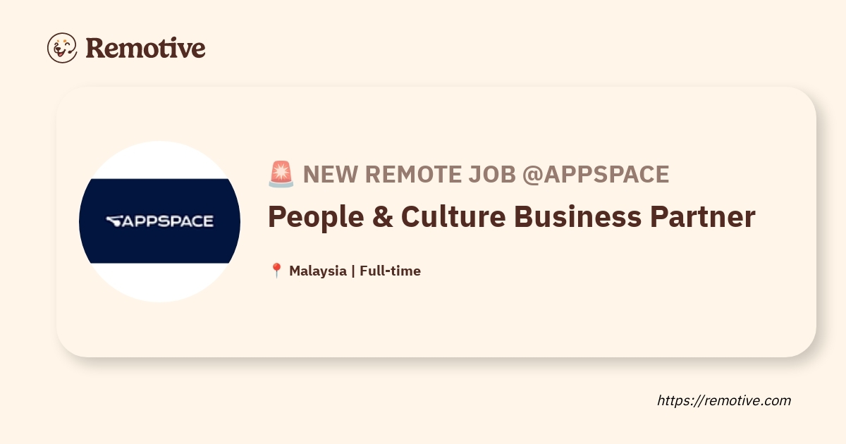 [Hiring] People & Culture Business Partner @Appspace