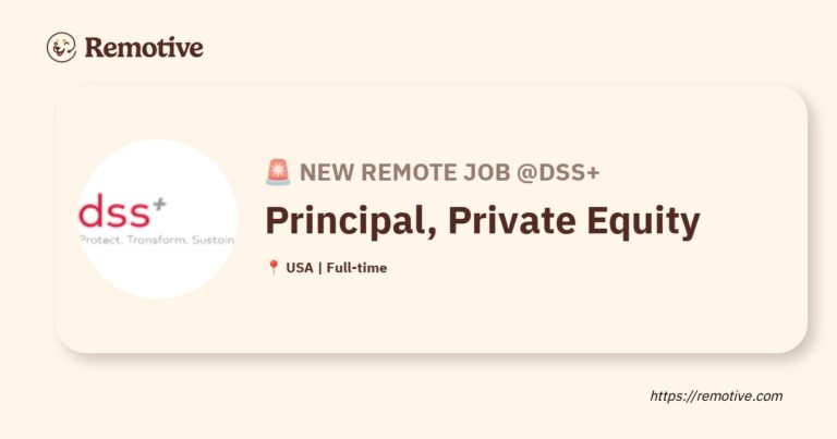 [Hiring] Principal, Private Equity @dss+