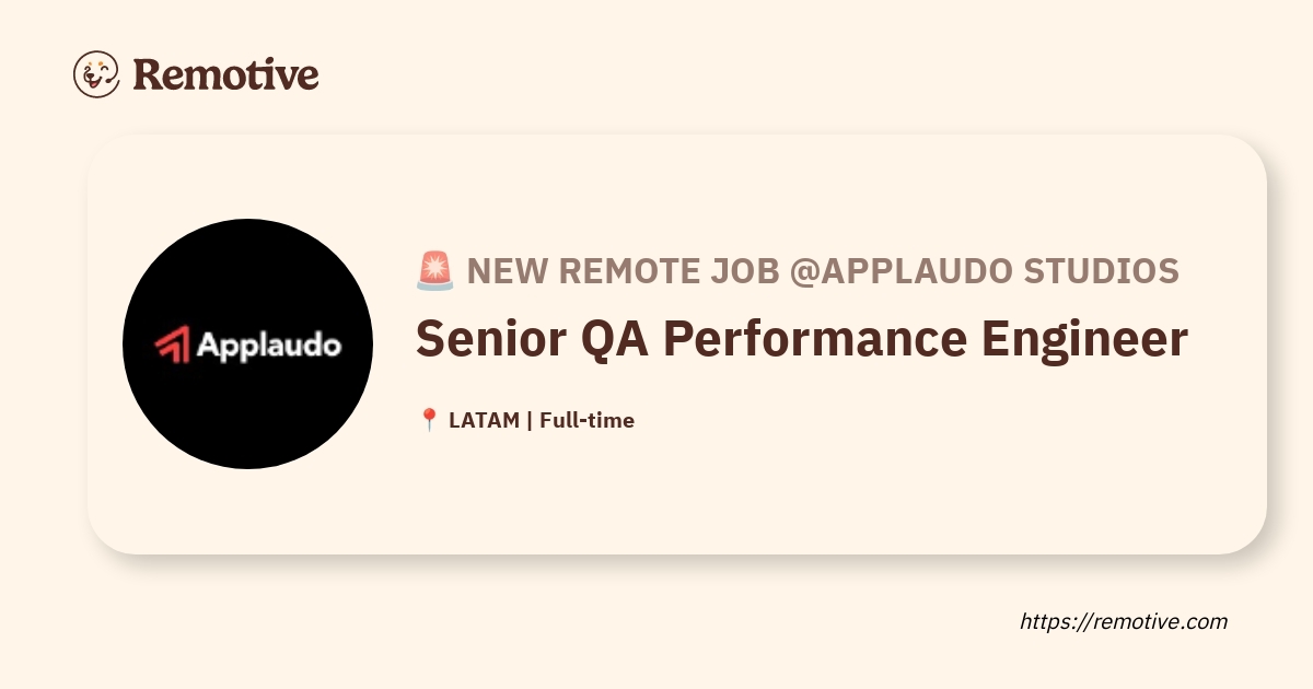 [Hiring] Senior QA Performance Engineer @Applaudo Studios