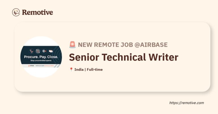 [Hiring] Senior Technical Writer @Airbase