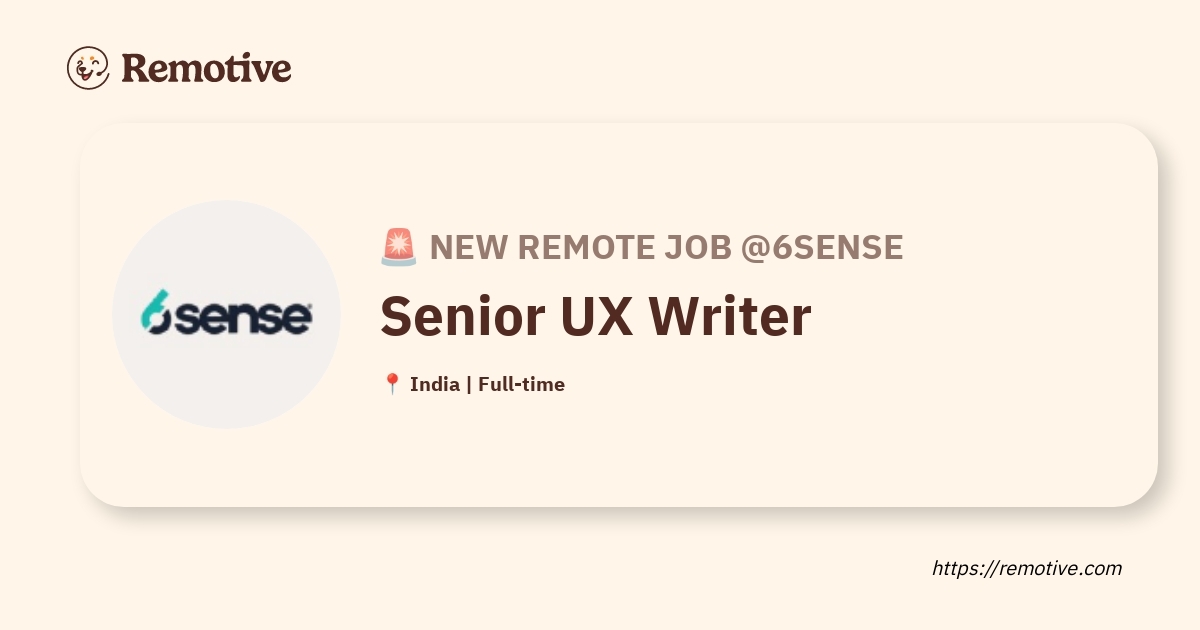 [Hiring] Senior UX Writer @6Sense