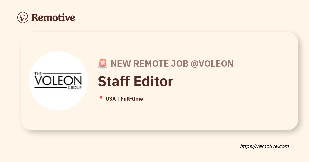 [Hiring] Staff Editor @Voleon