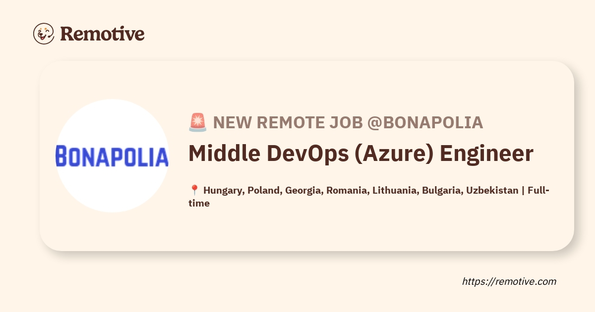 [Hiring] Middle DevOps (Azure) Engineer @Bonapolia