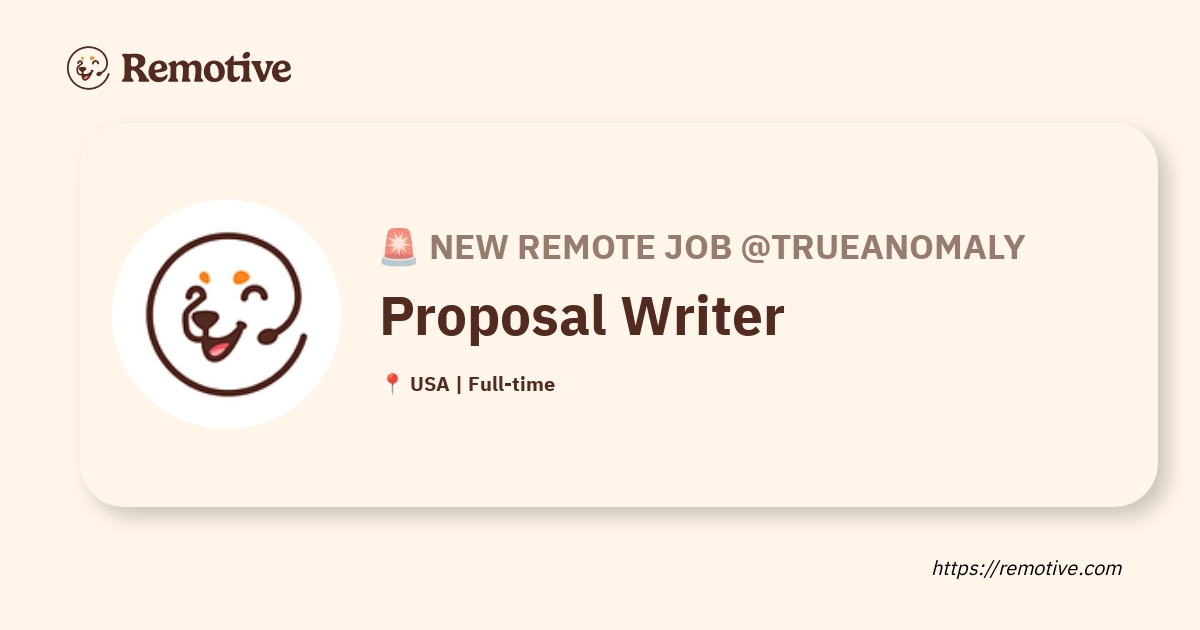 [Hiring] Proposal Writer @Trueanomaly