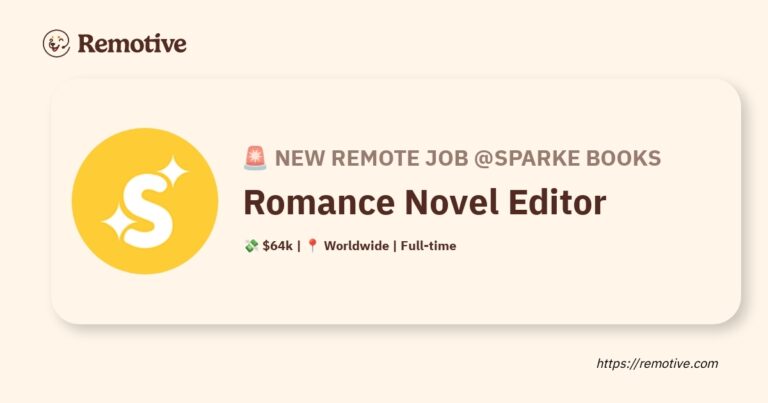 [Hiring] Romance Novel Editor @Sparke Books