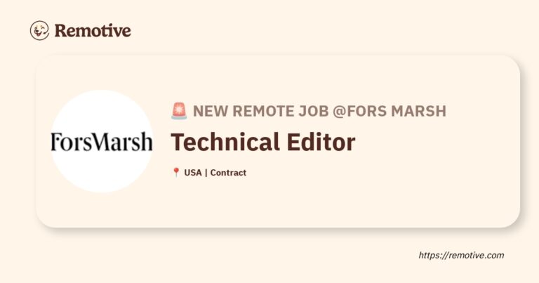 [Hiring] Technical Editor @Fors Marsh