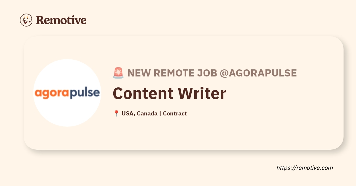 [Hiring] Content Writer @Agorapulse