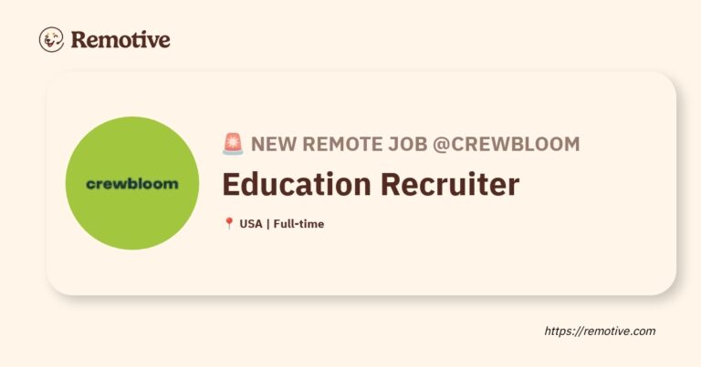 [Hiring] Education Recruiter @CrewBloom