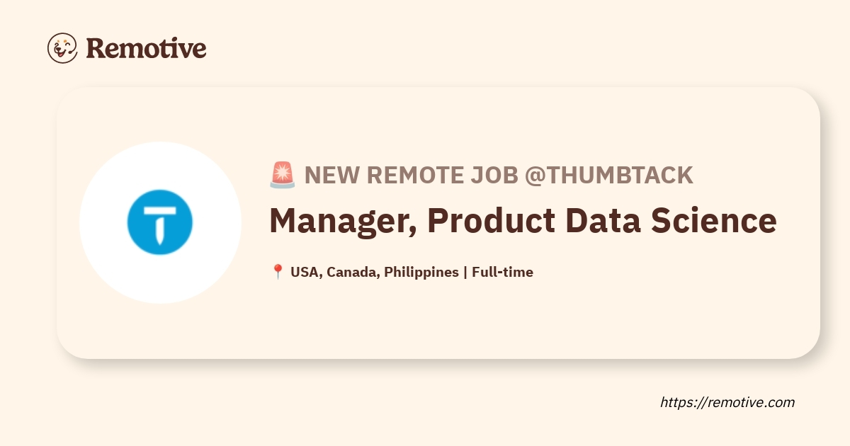 [Hiring] Manager, Product Data Science @Thumbtack