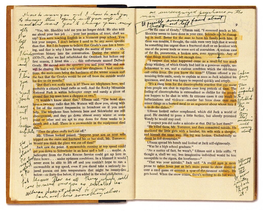 Stanley Kubrick’s Annotated Copy of Stephen King’s The Shining