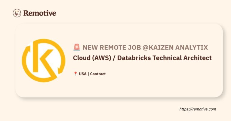 [Hiring] Cloud (AWS) / Databricks Technical Architect @Kaizen Analytix