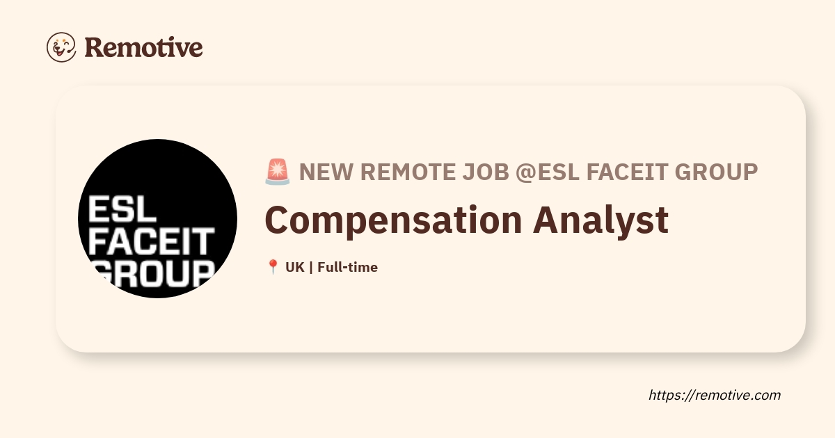 [Hiring] Compensation Analyst @ESL FACEIT GROUP