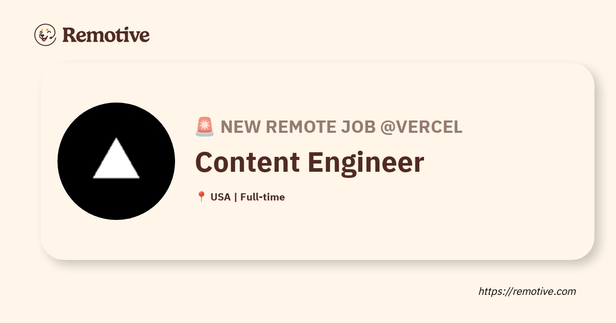 [Hiring] Content Engineer @Vercel