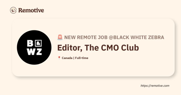 [Hiring] Editor, The CMO Club @Black White Zebra