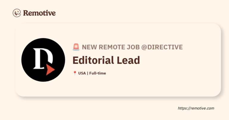 [Hiring] Editorial Lead @Directive