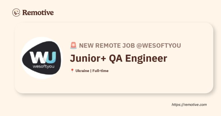 [Hiring] Junior+ QA Engineer @WeSoftYou