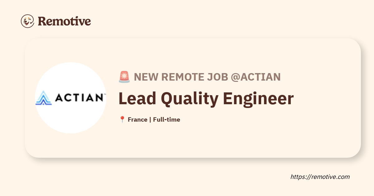 [Hiring] Lead Quality Engineer @Actian