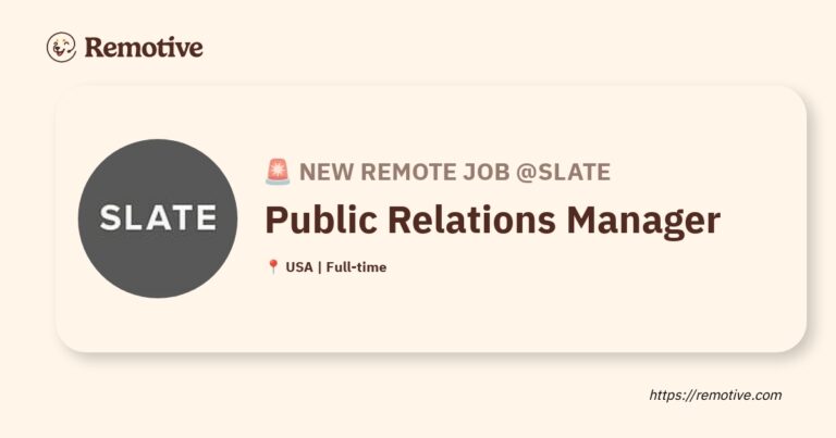 [Hiring] Public Relations Manager @Slate