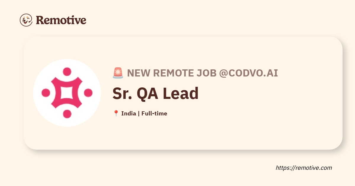 [Hiring] Sr. QA Lead @codvo.ai