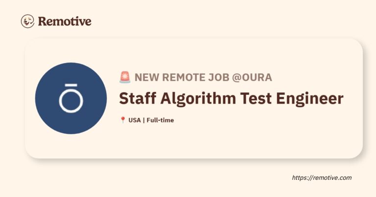 [Hiring] Staff Algorithm Test Engineer @Oura