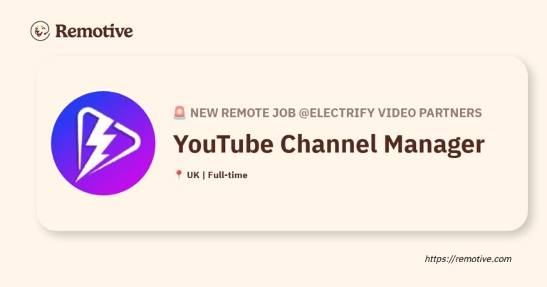 [Hiring] YouTube Channel Manager @Electrify Video Partners