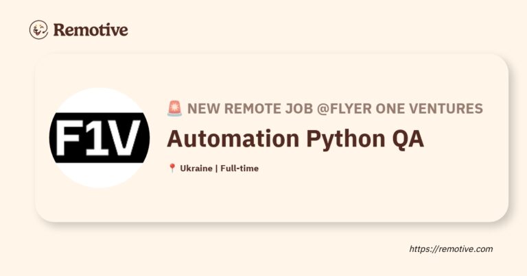 [Hiring] Automation Python QA @Flyer One Ventures