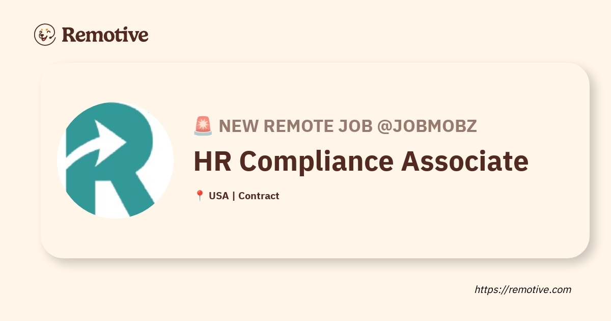 [Hiring] HR Compliance Associate @Jobmobz