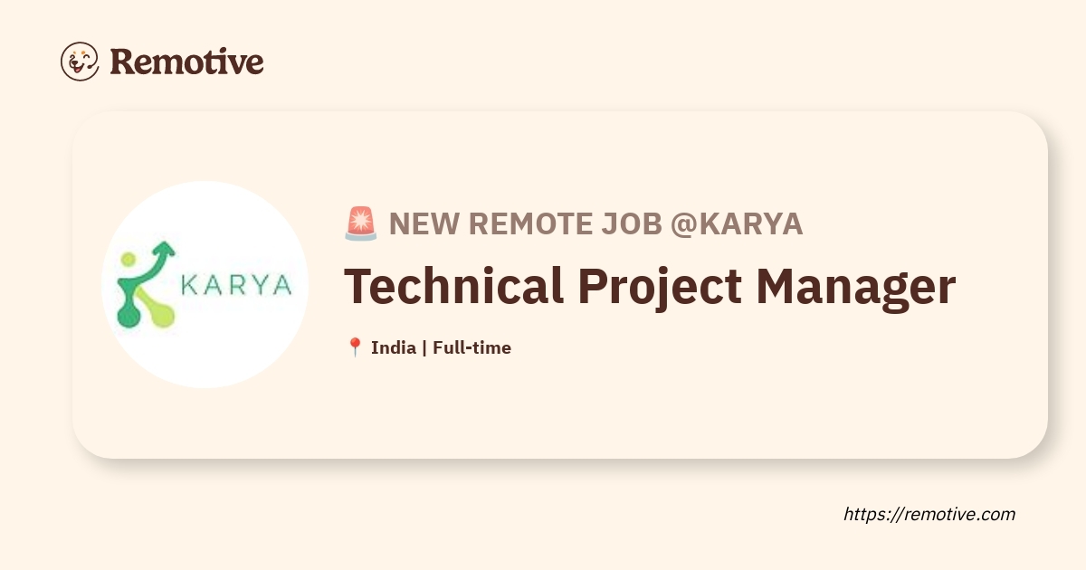 [Hiring] Technical Project Manager @Karya